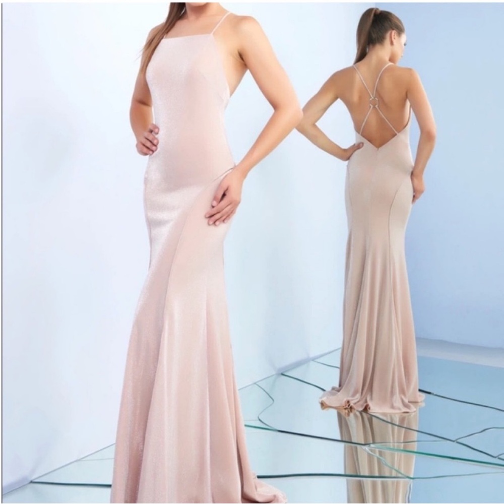 Ieena for Mac Duggal 26079 Slip Rose Quartz Gown Prom Dress sz 0